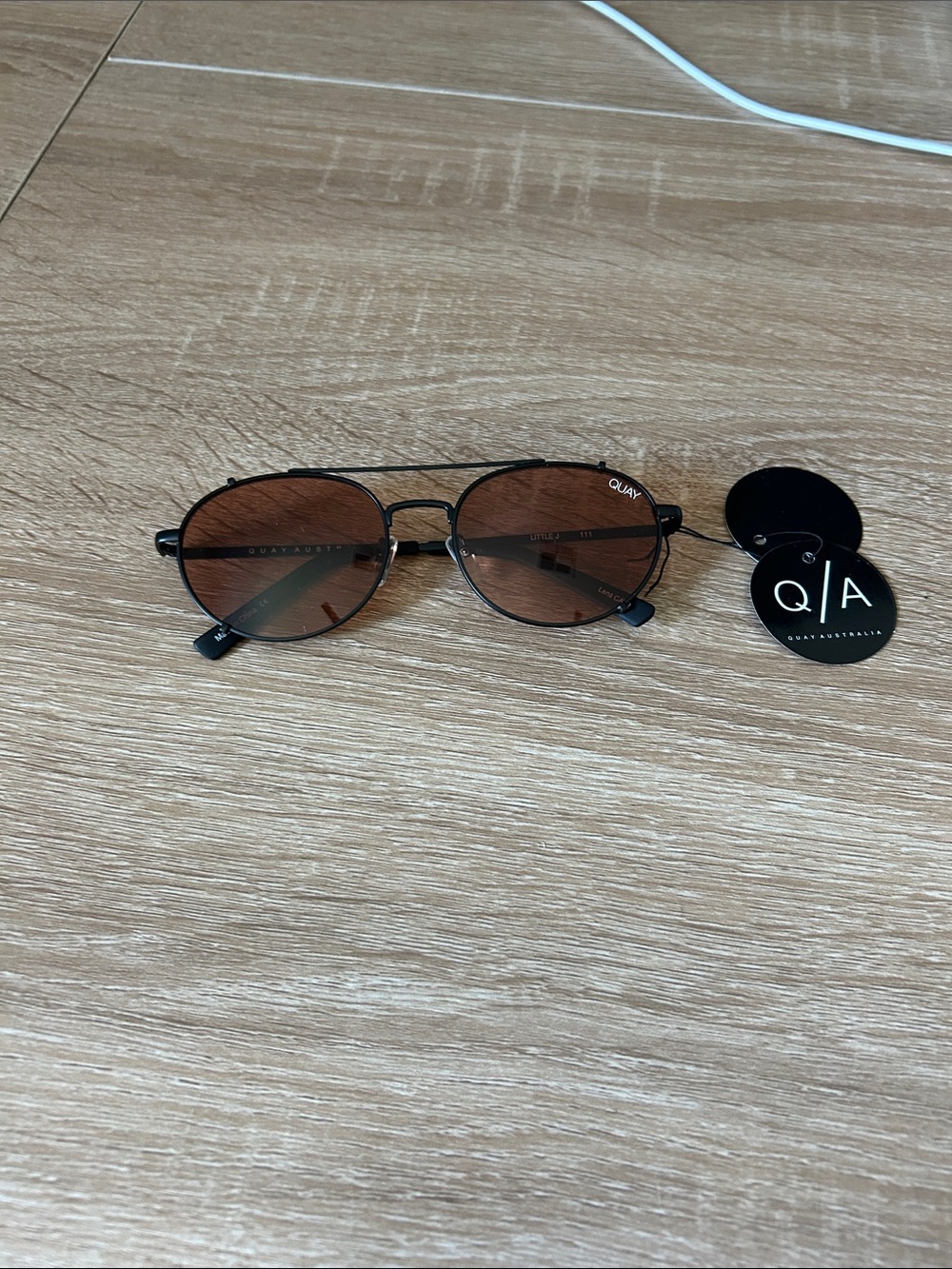 Quay Australia Black Frame Little J Round Sunglasses